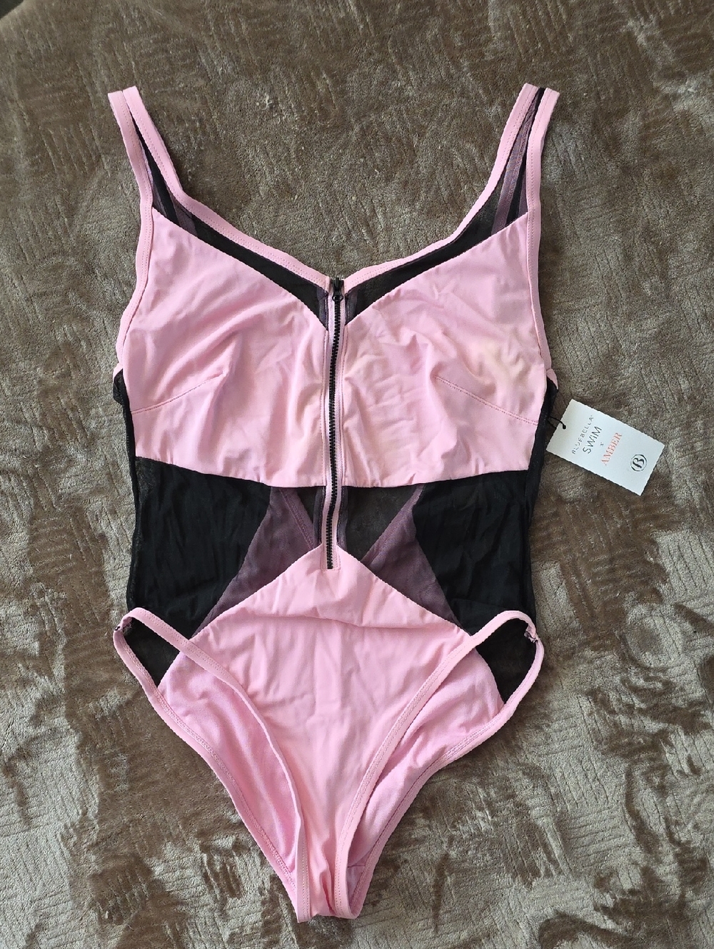 Bluebella Pink and Black Zip-Front Shapewear Bodysuit